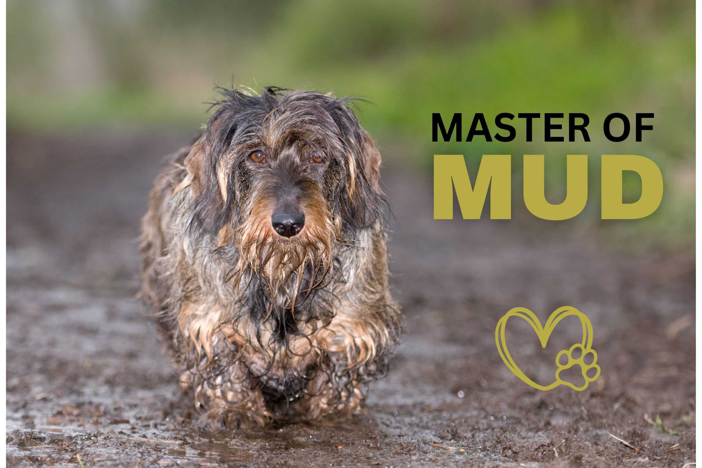 muddy dog walking