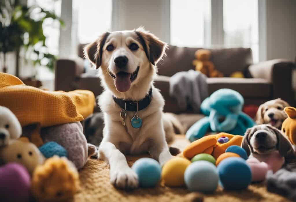 foster dog with toys