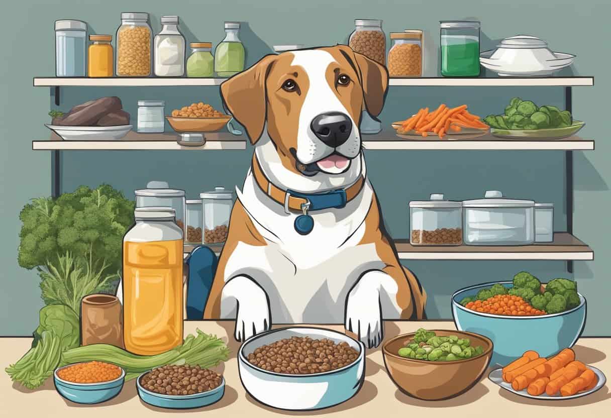 cute dog looking at homemade food