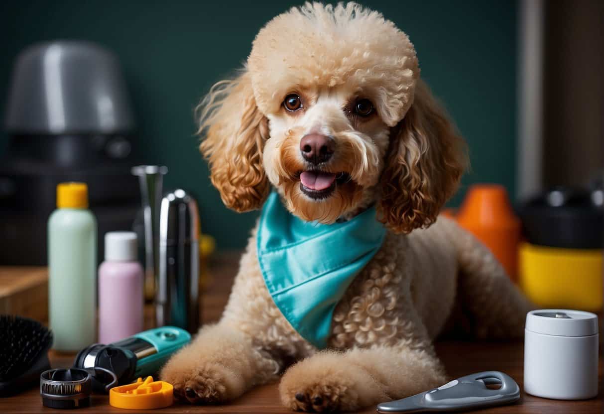 cute poodle on table