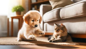 introducing a puppy to a cat