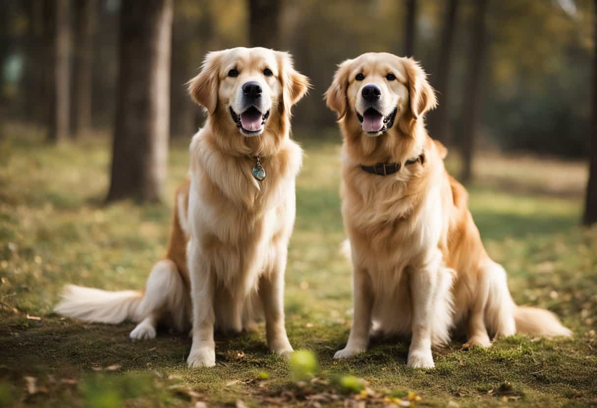 male and female golden retrievers